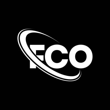 FCO logosu. FCO mektubu. FCO harf logosu tasarımı. Çember ve büyük harfli monogram logosuna bağlı baş harfler FCO logosu. Teknoloji, iş ve emlak markası için FCO tipografisi.