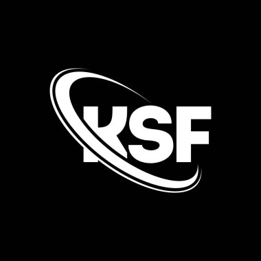 KSF logosu. KSF mektubu. KSF harf logosu tasarımı. Çember ve büyük harfli monogram logosuna bağlı KSF logosu. Teknoloji, iş ve emlak markası için KSF tipografisi.