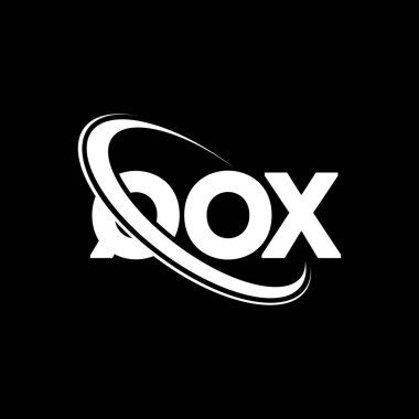 QOX logosu. QOX harfi. QOX harfli logo tasarımı. Çember ve büyük harfli monogram logosuna bağlı baş harfler QOX logosu. Teknoloji, iş ve emlak markası için QOX tipografisi.