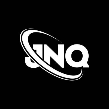 JNQ logosu. JNQ mektubu. JNQ harf logosu tasarımı. Çember ve büyük harfli monogram logosuyla birleştirilmiş JNQ logosu. Teknoloji, iş ve emlak markası için JNQ tipografisi.