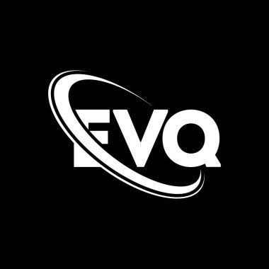 EVQ logosu. EVQ mektubu. EVQ harf logosu tasarımı. Çember ve büyük harfli monogram logosuyla birleştirilmiş EVQ logosu. Teknoloji, iş ve emlak markası EVQ tipografisi.