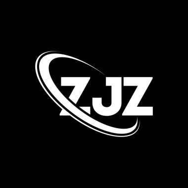 ZJZ logosu. ZJZ harfi. ZJZ harfli logo tasarımı. Çember ve büyük harfli monogram logosuna bağlı baş harfler ZJZ logosu. Teknoloji, iş ve emlak markası için ZJZ tipografisi.