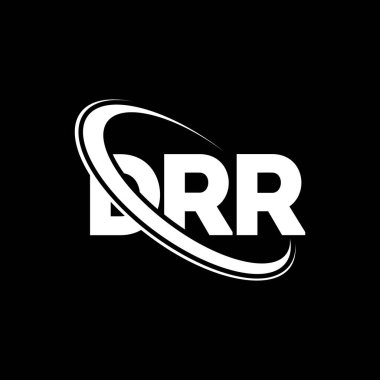 DRR logosu. DRR mektubu. DRR harf logo tasarımı. Çember ve büyük harfli monogram logosuna bağlı DRR logosu. Teknoloji, iş ve emlak markası için DRR tipografisi.