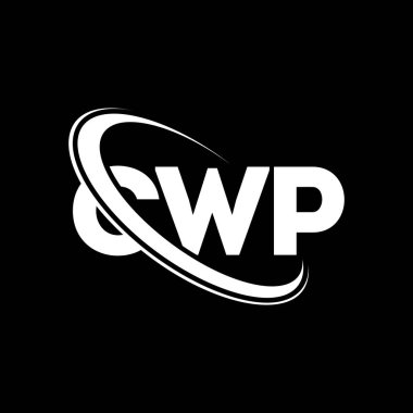 CWP logosu. CWP mektubu. CWP harf logosu tasarımı. Çember ve büyük harfli monogram logosuyla birleştirilmiş CWP logosu. Teknoloji, iş ve emlak markası için CWP tipografisi.