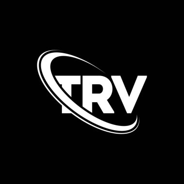 TRV logosu. TRV mektubu. TRV mektup logosu tasarımı. Çember ve büyük harfli monogram logosuna bağlı TRV logosu. Teknoloji, iş ve emlak markası için TRV tipografisi.