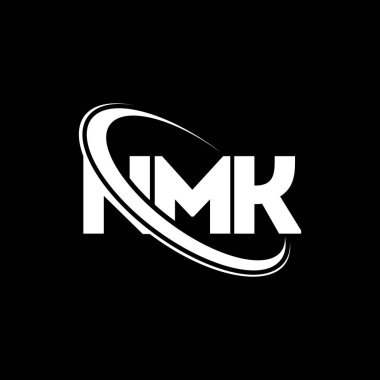 NMK logosu. NMK mektubu. NMK mektup logosu tasarımı. Çember ve büyük harfli monogram logosuna bağlı NMK logosu. Teknoloji, iş ve emlak markası için NMK tipografisi.