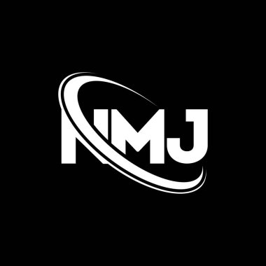 NMJ logosu. NMJ mektubu. NMJ harf logosu tasarımı. Çember ve büyük harfli monogram logosuna bağlı NMJ logosu. Teknoloji, iş ve emlak markası için NMJ tipografisi.