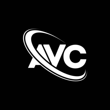 AVC logosu. AVC mektubu. AVC harf logosu tasarımı. Çember ve büyük harfli monogram logosuna bağlı AVC logosu. Teknoloji, iş ve emlak markası için AVC tipografisi.