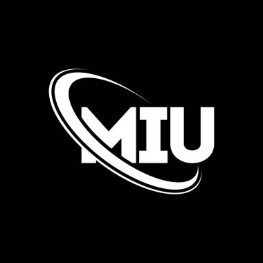 MIU logosu. MIU mektubu. MIU mektup logosu tasarımı. Çember ve büyük harfli monogram logosuna bağlı MIU logosunun baş harfleri. Teknoloji, iş ve emlak markası için MIU tipografisi.