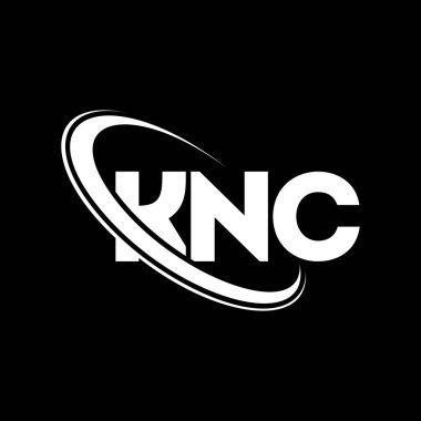 KNC logosu. KNC mektubu. KNC harf logosu tasarımı. Çember ve büyük harfli monogram logosuyla birleştirilmiş KNC logosu. Teknoloji, iş ve emlak markası için KNC tipografisi.