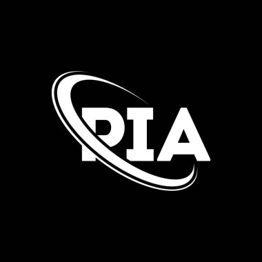 PIA logosu. PIA mektubu. PIA mektup logosu tasarımı. Çember ve büyük harfli monogram logosuyla PIA logosunun baş harfleri. Teknoloji, iş ve emlak markası için PIA tipografisi.