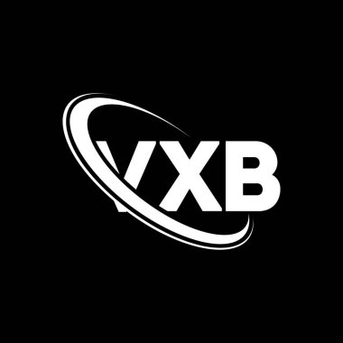 VXB logosu. VXB harfi. VXB harfli logo tasarımı. Çember ve büyük harfli monogram logosuna bağlı baş harfler VXB logosu. Teknoloji, iş ve emlak markası için VXB tipografisi.