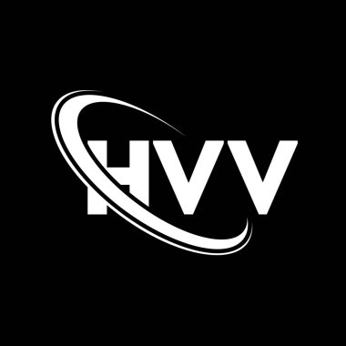 HVV logosu. HVV harfi. HVV harf logosu tasarımı. Çember ve büyük harfli monogram logosuna bağlı HVV logosu. Teknoloji, iş ve emlak markası için HVV tipografisi.