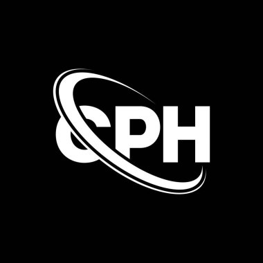 CPH logosu. CPH harfi. CPH harf logosu tasarımı. Çember ve büyük harfli monogram logosuyla birleştirilmiş CPH logosu. Teknoloji, iş ve emlak markası için CPH tipografisi.