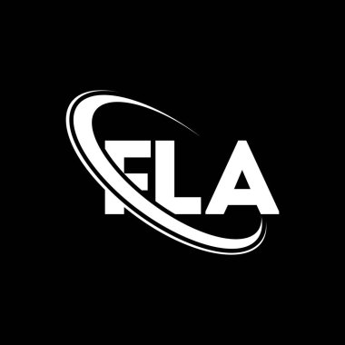 FLA logosu. FLA mektubu. FLA mektup logosu tasarımı. Çember ve büyük harfli monogram logosuna bağlı FLA logosu. Teknoloji, iş ve emlak markası için FLA tipografisi.