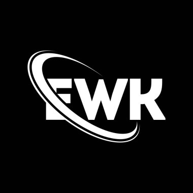 EWK logosu. EWK mektubu. EWK mektup logosu tasarımı. Çember ve büyük harfli monogram logosuyla EWK logosunun baş harfleri. Teknoloji, iş ve emlak markası için EWK tipografisi.