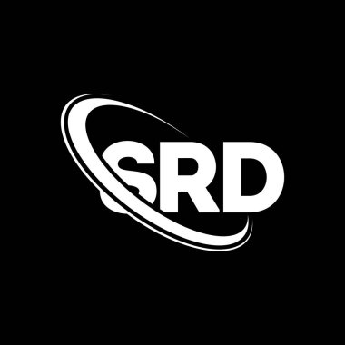 SRD logosu. SRD mektubu. SRD harf logosu tasarımı. Çember ve büyük harfli monogram logosuna bağlı baş harfler SRD logosu. Teknoloji, iş ve emlak markası için SRD tipografisi.