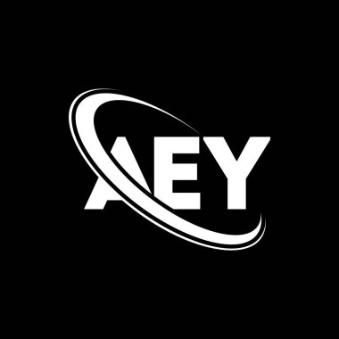 AEY logosu. AEY mektubu. AEY harfli logo tasarımı. Çember ve büyük harfli monogram logosuna bağlı baş harfler AEY logosu. Teknoloji, iş ve emlak markası için AEY tipografisi.