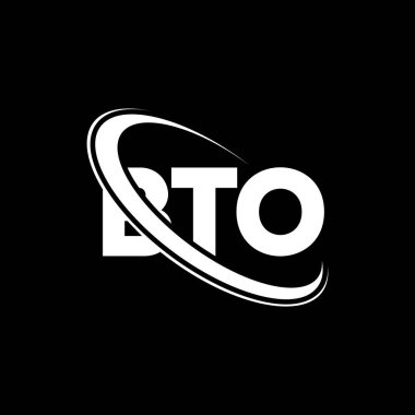 BTO logosu. BTO mektubu. BTO harfi logo tasarımı. Çember ve büyük harfli monogram logosuna bağlı BTO logosu. Teknoloji, iş ve emlak markası için BTO tipografisi.