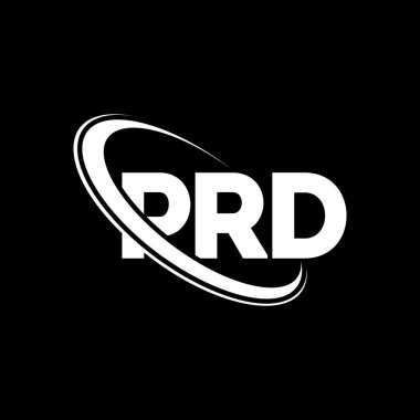 PRD logosu. PRD mektubu. PRD harf logosu tasarımı. Çember ve büyük harfli monogram logosuna bağlı PRD logosu. Teknoloji, iş ve emlak markası için PRD tipografisi.