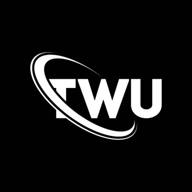 TWU logosu. TWU mektubu. TWU mektup logosu tasarımı. Çember ve büyük harfli monogram logosuna bağlı TWU logosunun baş harfleri. Teknoloji, iş ve emlak markası için TWU tipografisi.