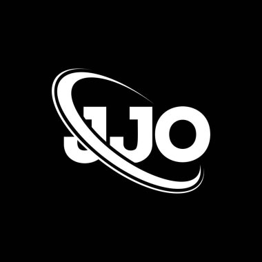 JJO logosu. JJO mektubu. JJO mektup logosu tasarımı. Çember ve büyük harfli monogram logosuyla JJO logosunun baş harfleri. JJO teknoloji, iş ve gayrimenkul markası tipografisi.