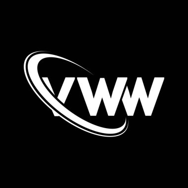 VWW logosu. VWW mektubu. VWW harf logosu tasarımı. Çember ve büyük harfli monogram logosuna bağlı VWW logosu. Teknoloji, iş ve emlak markası için VWW tipografisi.