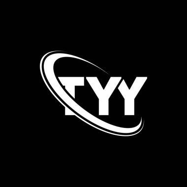 TYY logosu. TYY mektubu. TYY harf logosu tasarımı. Çember ve büyük harfli monogram logosuna bağlı TYY logosu. Teknoloji, iş ve emlak markası için TYY tipografisi.