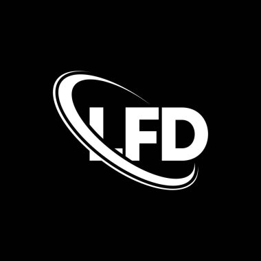 LFD logosu. LFD mektubu. LFD mektup logosu tasarımı. Çember ve büyük harfli monogram logosuna bağlı LFD logosu. Teknoloji, iş ve emlak markası için LFD tipografisi.