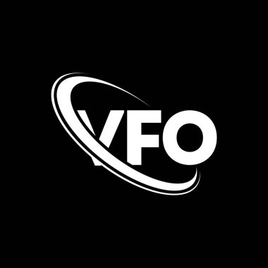 VFO logosu. VFO mektubu. VFO harfli logo tasarımı. Çember ve büyük harfli monogram logosuna bağlı baş harfler VFO logosu. Teknoloji, iş ve emlak markası için VFO tipografisi.