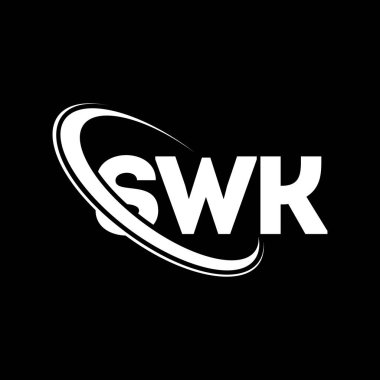 SWK logosu. SWK mektubu. SWK harf logosu tasarımı. Çember ve büyük harfli monogram logosuna bağlı SVK logosu. Teknoloji, iş ve emlak markası için SWK tipografisi.