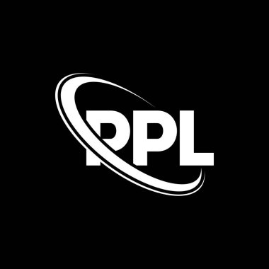 PPL logosu. PPL mektubu. PPL harf logosu tasarımı. Çember ve büyük harfli monogram logosuna bağlı PPL logosu. Teknoloji, iş ve emlak markası için PPL tipografisi.