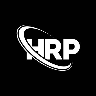 HRP logosu. HRP mektubu. HRP harf logosu tasarımı. Çember ve büyük harfli monogram logosuna bağlı HRP logosu. Teknoloji, iş ve emlak markası için HRP tipografisi.