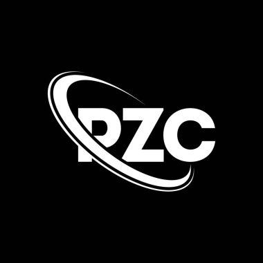 PZC logosu. PZC mektubu. PZC mektup logosu tasarımı. Çember ve büyük harfli monogram logosuyla PZC logosunun baş harfleri. Teknoloji, iş ve emlak markası için PZC tipografisi.