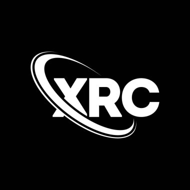 XRC logosu. XRC mektubu. XRC harf logosu tasarımı. Çember ve büyük harfli monogram logosuna bağlı XRC logosu. Teknoloji, iş ve emlak markası için XRC tipografisi.