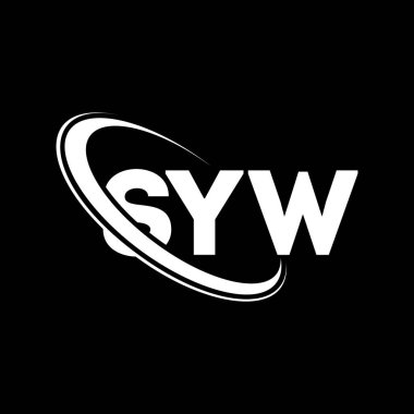 SYW logosu. SYW mektubu. SYW mektup logosu tasarımı. Çember ve büyük harfli monogram logosuna bağlı SyW logosu. Teknoloji, iş ve emlak markası için SYW tipografisi.