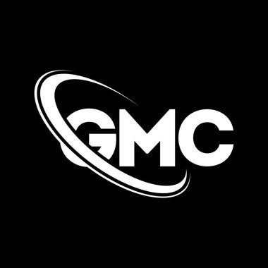 GMC logosu. GMC mektubu. GMC harf logosu tasarımı. Çember ve büyük harfli monogram logosuyla birleştirilmiş GMC logosu. Teknoloji, iş ve emlak markası için GMC tipografisi.