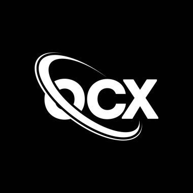 OCX logosu. OCX mektubu. OCX harf logosu tasarımı. Çember ve büyük harfli monogram logosuyla birleştirilmiş OCX logosu. Teknoloji, iş ve emlak markası için OCX tipografisi.