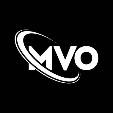 MVO logosu. MVO mektubu. MVO harf logosu tasarımı. Çember ve büyük harfli monogram logosuna bağlı ilk MVO logosu. Teknoloji, iş ve emlak markası için MVO tipografisi.