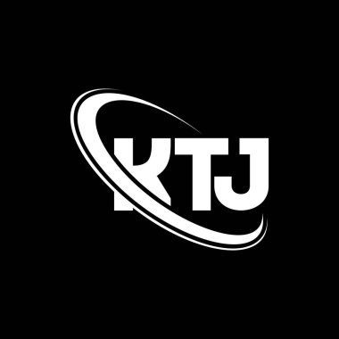 KTJ logosu. KTJ mektubu. KTJ harf logosu tasarımı. Çember ve büyük harfli monogram logosuna bağlı baş harfler KTJ logosu. Teknoloji, iş ve emlak markası için KTJ tipografisi.