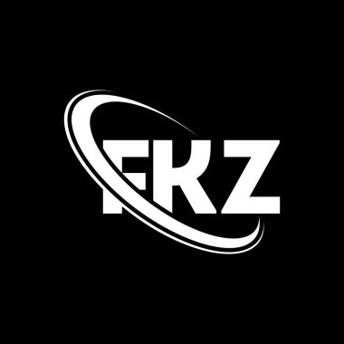 FKZ logosu. FKZ mektubu. FKZ harf logosu tasarımı. Çember ve büyük harfli monogram logosuna bağlı FKZ logosu. Teknoloji, iş ve emlak markası için FKZ tipografisi.