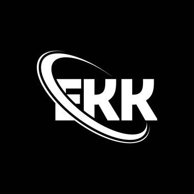 EKK logosu. EKK mektubu. EKK harf logosu tasarımı. Çember ve büyük harfli monogram logosuyla EKK logosunun baş harfleri. Teknoloji, iş ve emlak markası için EKK tipografisi.