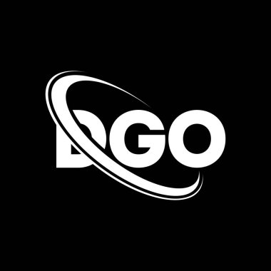 DGO logosu. DGO mektubu. DGO mektup logosu tasarımı. Daireye ve büyük harfli monogram logosuna bağlı DGO logosunun baş harfleri. Teknoloji, iş ve emlak markası için DGO tipografisi.