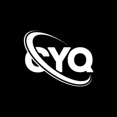 CYQ logosu. CYQ mektubu. CYQ harf logosu tasarımı. Çember ve büyük harfli monogram logosuna bağlı CYQ logosu. Teknoloji, iş ve emlak markası için CYQ tipografisi.