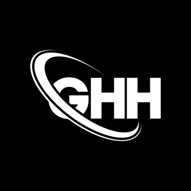 GHH logosu. GHH mektubu. GHH harf logosu tasarımı. Çember ve büyük harfli monogram logosuyla birleştirilmiş GHH logosu. Teknoloji, iş ve emlak markası için GHH tipografisi.