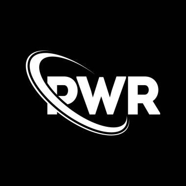 PWR logosu. PWR mektubu. PWR harf logosu tasarımı. Çember ve büyük harfli monogram logosuna bağlı PWR logosu. Teknoloji, iş ve emlak markası için PWR tipografisi.