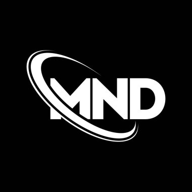MND logosu. MND mektubu. MND harf logosu tasarımı. Çember ve büyük harfli monogram logosuna bağlı baş harfler. Teknoloji, iş ve emlak markası için MND tipografisi.