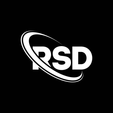 RSD logosu. RSD mektubu. RSD mektup logosu tasarımı. Çember ve büyük harfli monogram logosuna bağlı baş harfler RSD logosu. Teknoloji, iş ve emlak markası için RSD tipografisi.