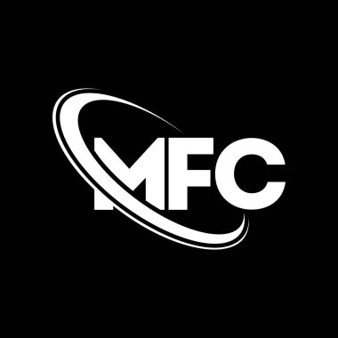 MFC logosu. MFC mektubu. MFC mektup logosu tasarımı. Çember ve büyük harfli monogram logosuna bağlı baş harfler MFC logosu. Teknoloji, iş ve emlak markası için MFC tipografisi.