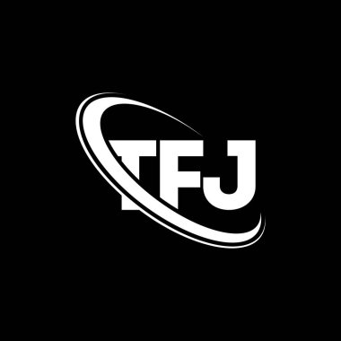 TFJ logosu. TFJ mektubu. TFJ mektup logosu tasarımı. Çember ve büyük harfli monogram logosuna bağlı TFJ logosu. Teknoloji, iş ve emlak markası için TFJ tipografisi.